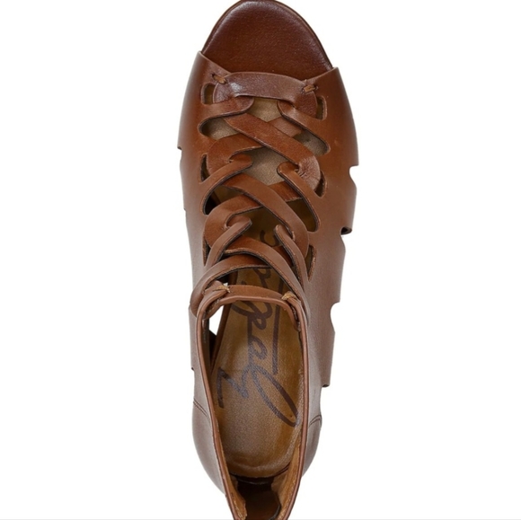 Cognac ankle heel peep toe sandle - Picture 5 of 6